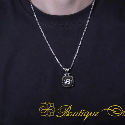 Car Logo Square Pendant with King Chain Necklace for Hyundai Owners