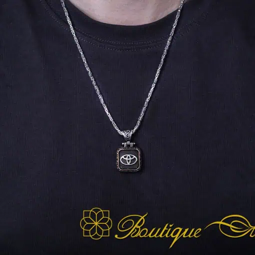 Car Logo Square Pendant with King Chain Necklace for Toyota Owners
