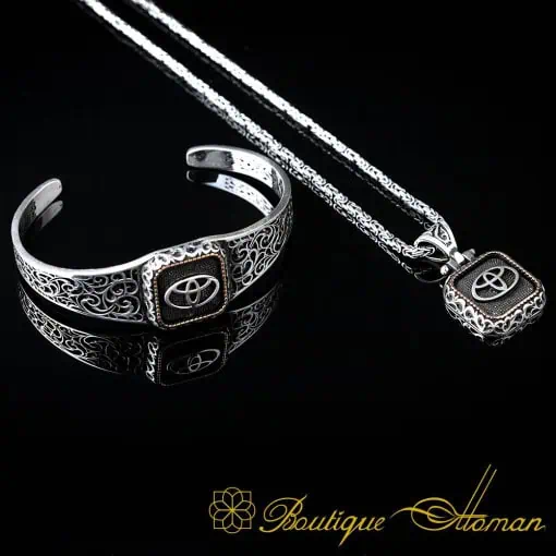 Car Logo Square Bracelet & Pendant Set for Toyota Owners