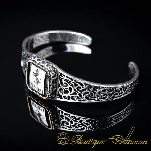Car Logo Square Bracelet & Pendant Set for Ferrari Owners