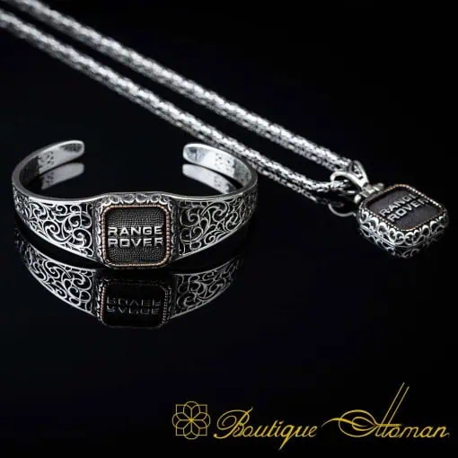 Car Logo Square Bracelet & Pendant Set for Range Rover Owners