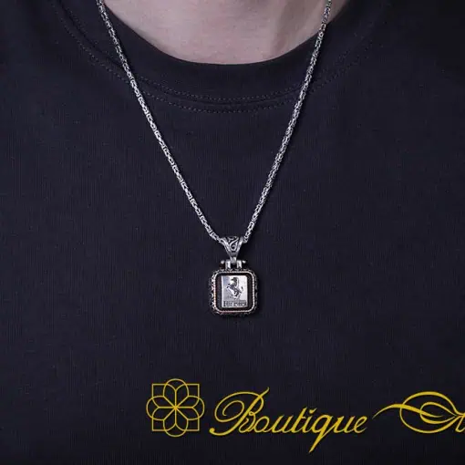 Car Logo Square Bracelet & Pendant Set for Ferrari Owners