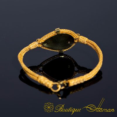 Red Yemeni Aqeeq Kazaz Hand Knitted Bracelet (Gold Plated)