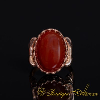 Red Aqeeq Women Ring with Bow Detail