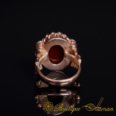Red Aqeeq Women Ring with Bow Detail