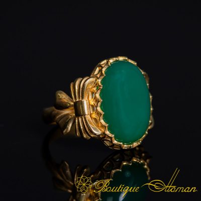 Green Aqeeq Women Ring with Bow Detail