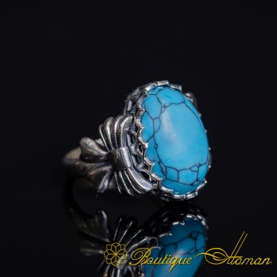 Turquoise Feroza Women Ring with Bow Detail