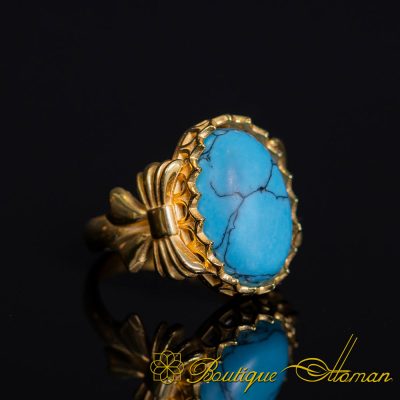 Turquoise Feroza Women Ring with Bow Detail