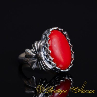 Coral Women Ring with Bow Detail
