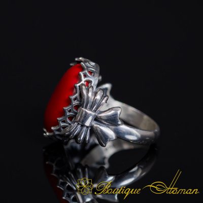 Coral Women Ring with Bow Detail
