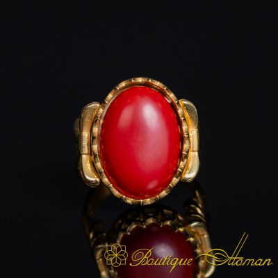 Coral Women Ring with Bow Detail