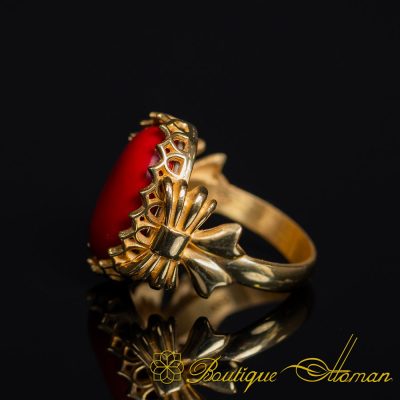 Coral Women Ring with Bow Detail