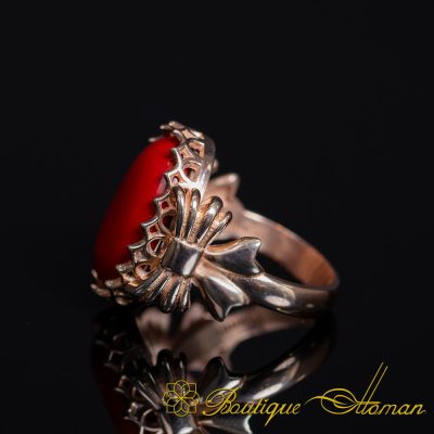 Coral Women Ring with Bow Detail