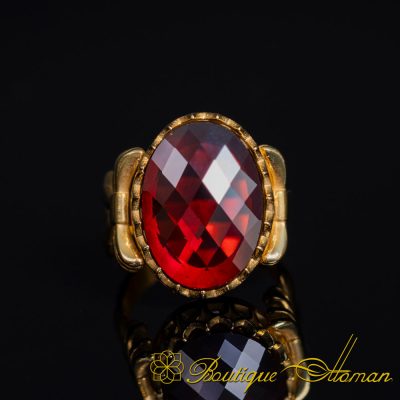 Red Zircon Women Ring with Bow Detail