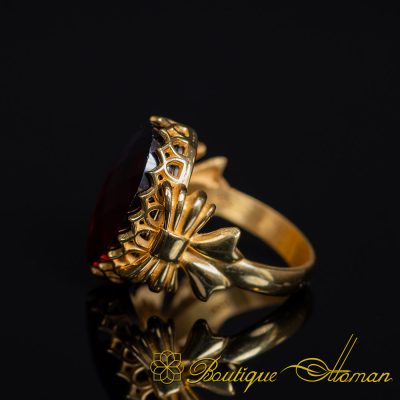 Red Zircon Women Ring with Bow Detail