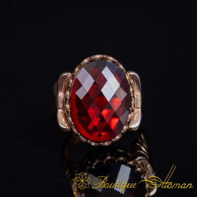 Red Zircon Women Ring with Bow Detail