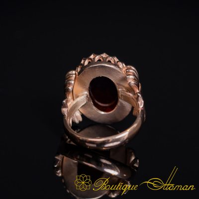 Red Zircon Women Ring with Bow Detail