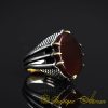 Red Aqeeq Claw Sides Silver Ring