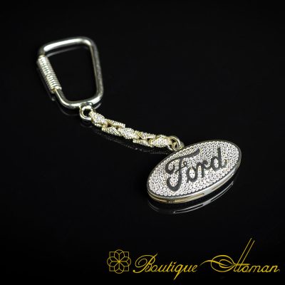 Car Logo Special Gold Plated Keychain for Ford Owners No:1