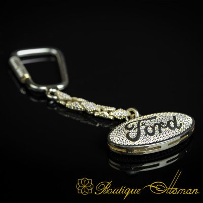 Car Logo Special Gold Plated Keychain for Ford Owners No:1