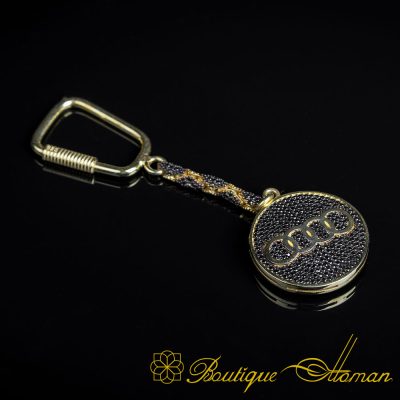 Car Logo Special Gold Plated Keychain for Audi Owners No:3