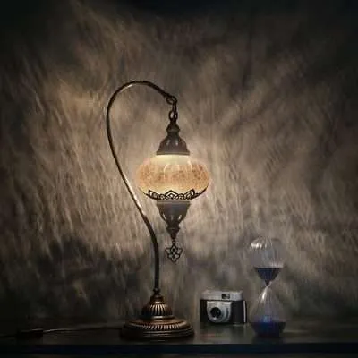 Mosaic Glass Swan Neck Table Lamp