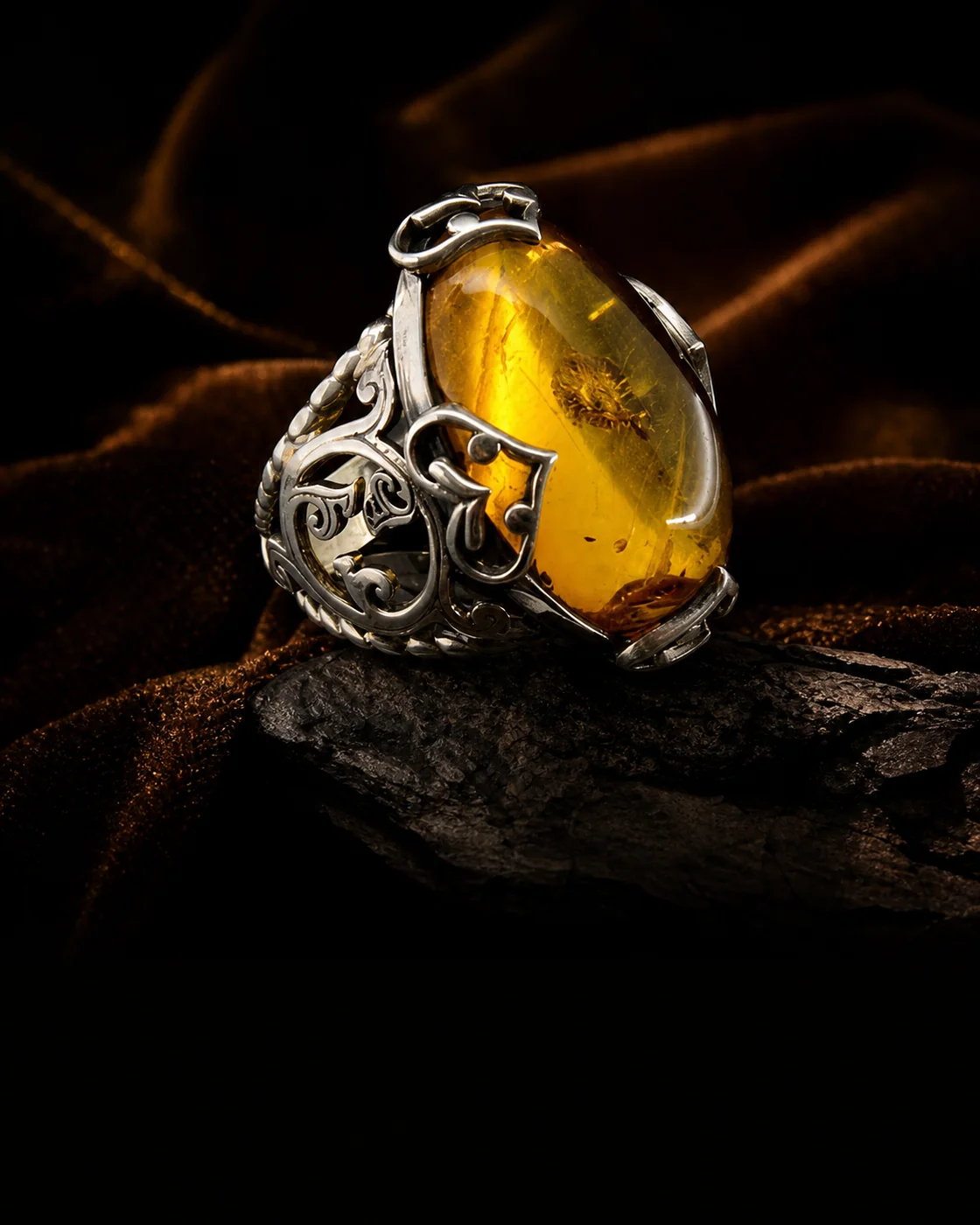 Boutique Ottoman one of a kind amber ring